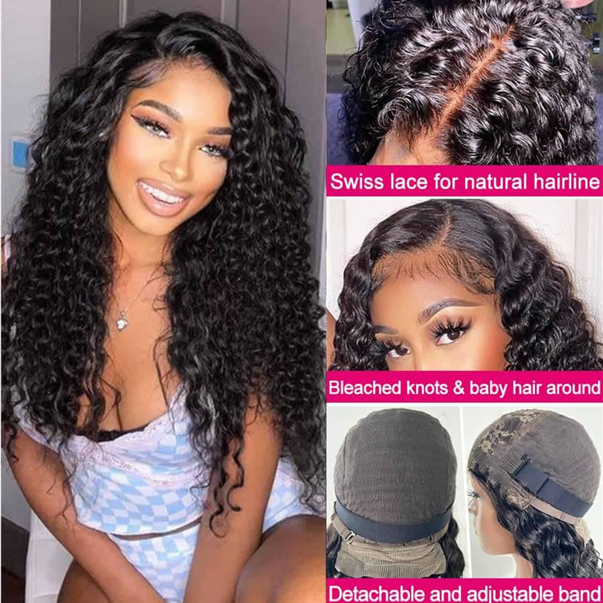 Pelucas de Encaje Ondulado Profundo de Cabello Humano de - Imagen 4