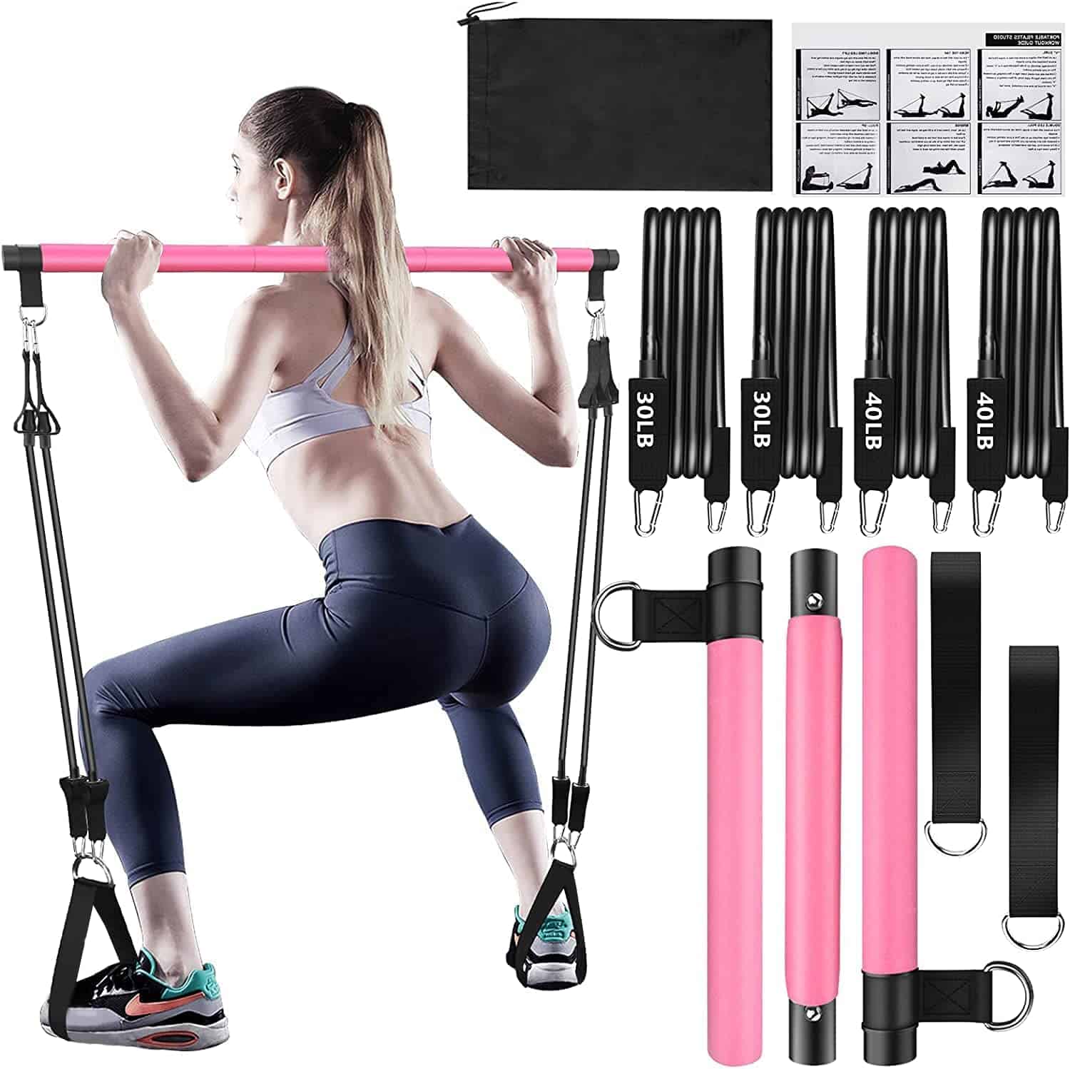 Kit de Barra de Pilates Bbtops con Bandas de Resistencia (4
