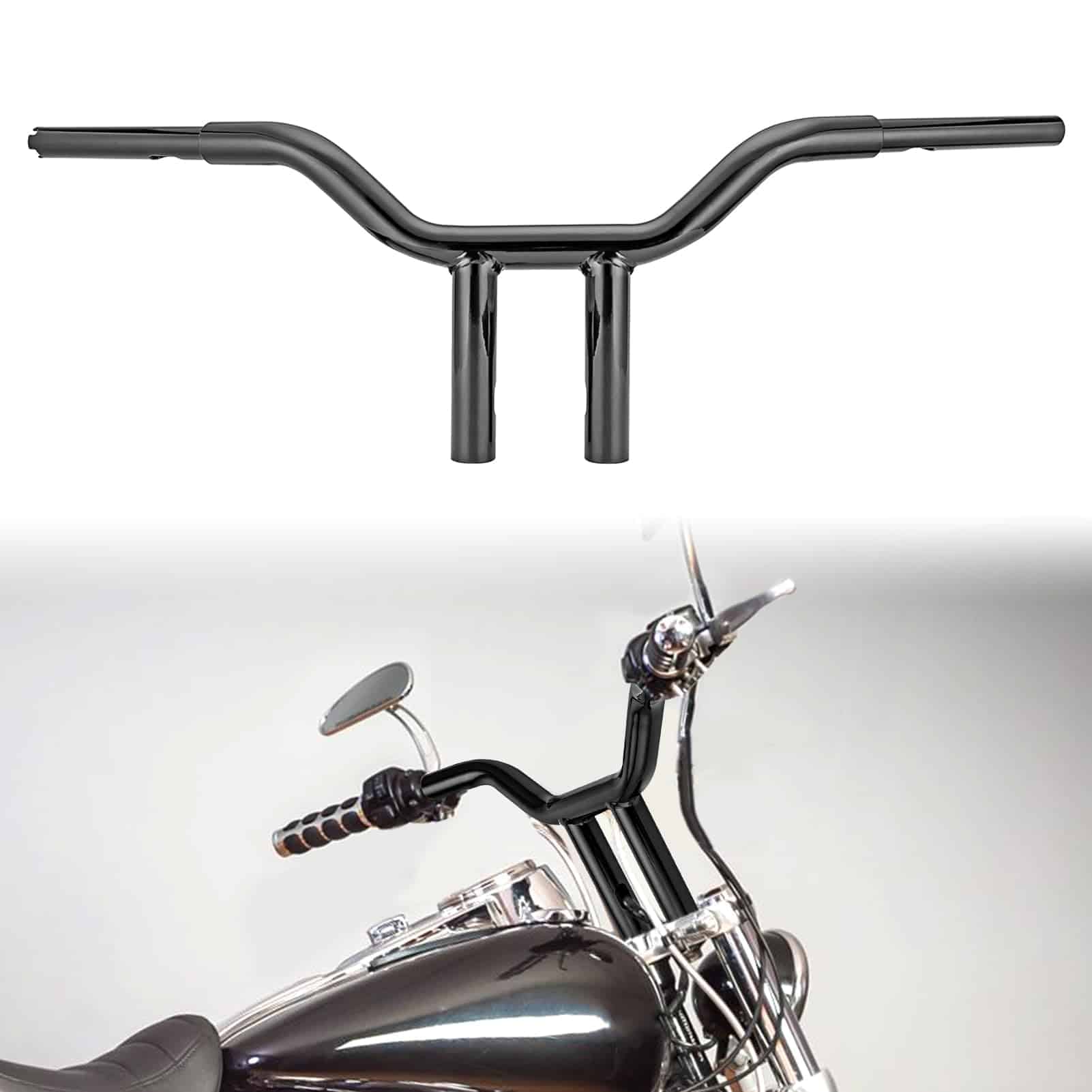 Manillar T de 10" de Acero Gloss Black Compatible con