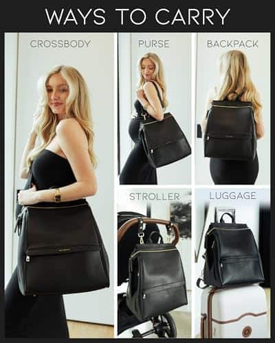 Mochila de piel para pañales MIA + SOPHIA -Negro Sophia - Imagen 4