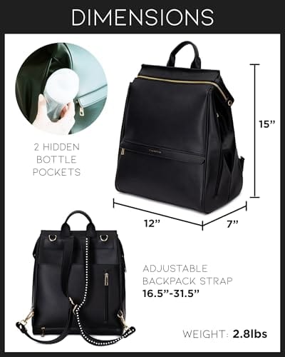 Mochila de piel para pañales MIA + SOPHIA -Negro Sophia - Imagen 9