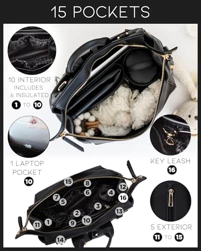 Mochila de piel para pañales MIA + SOPHIA -Negro Sophia - Imagen 5