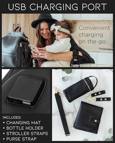 Mochila de piel para pañales MIA + SOPHIA -Negro Sophia - Imagen 6