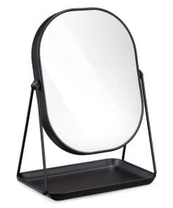 Espejo de tocador Navaris con bandeja - Espejo -Negro