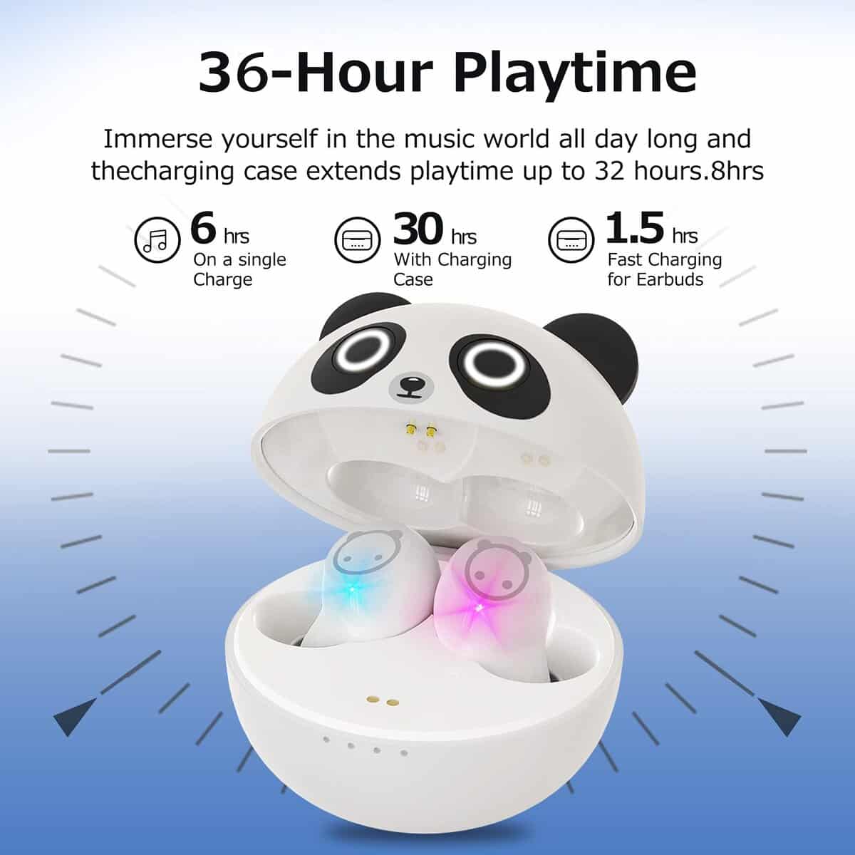 AMAFACE Kids Wireless Earbuds Cute Panda Bluetooth Earbuds - Imagen 5