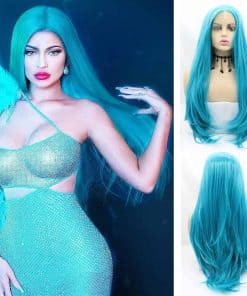 Pelucas de Encaje Frontal Azul para Mujeres Largas Rectas