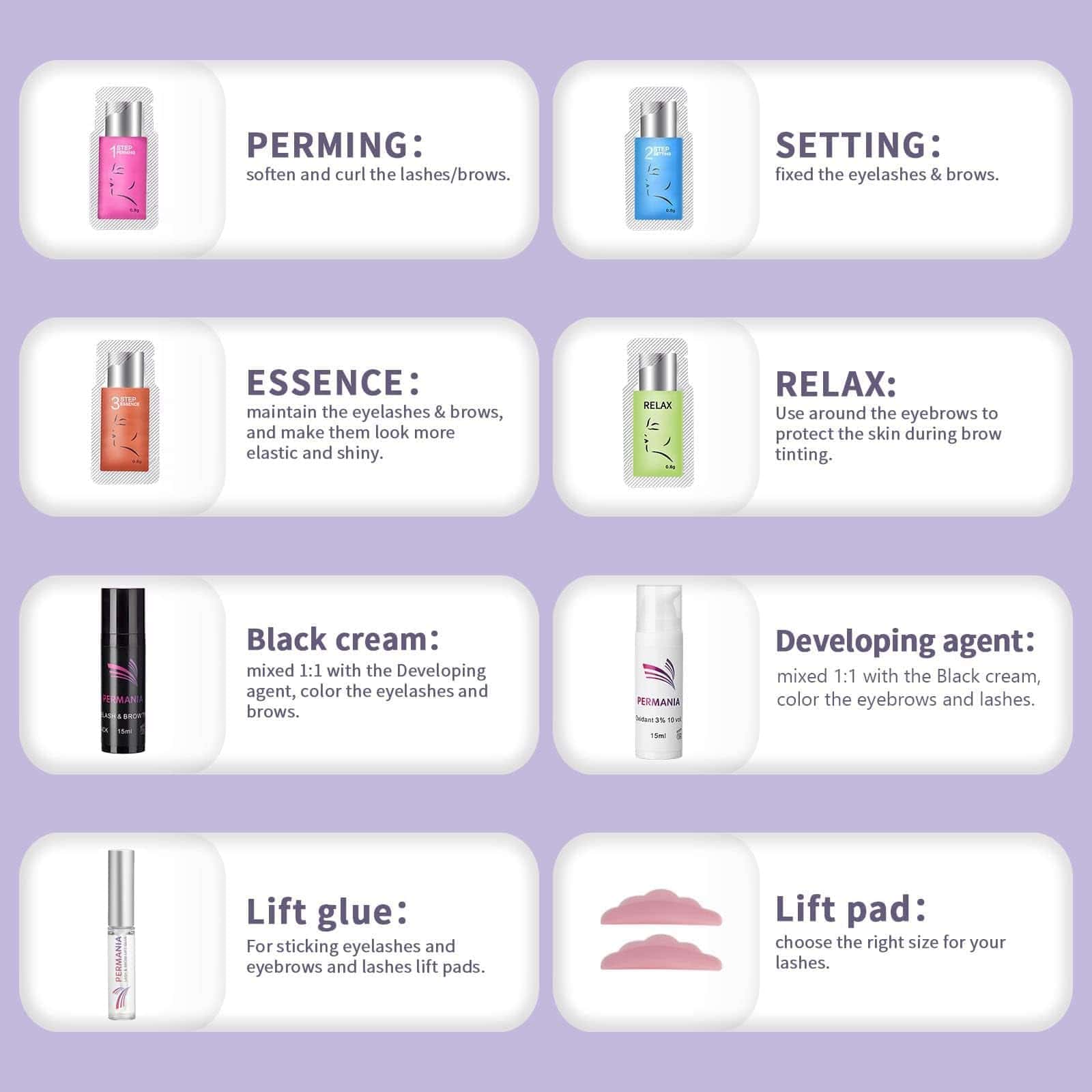 Kit de Levantamiento de Pestañas PERMANIA con Color Negro, - Imagen 3