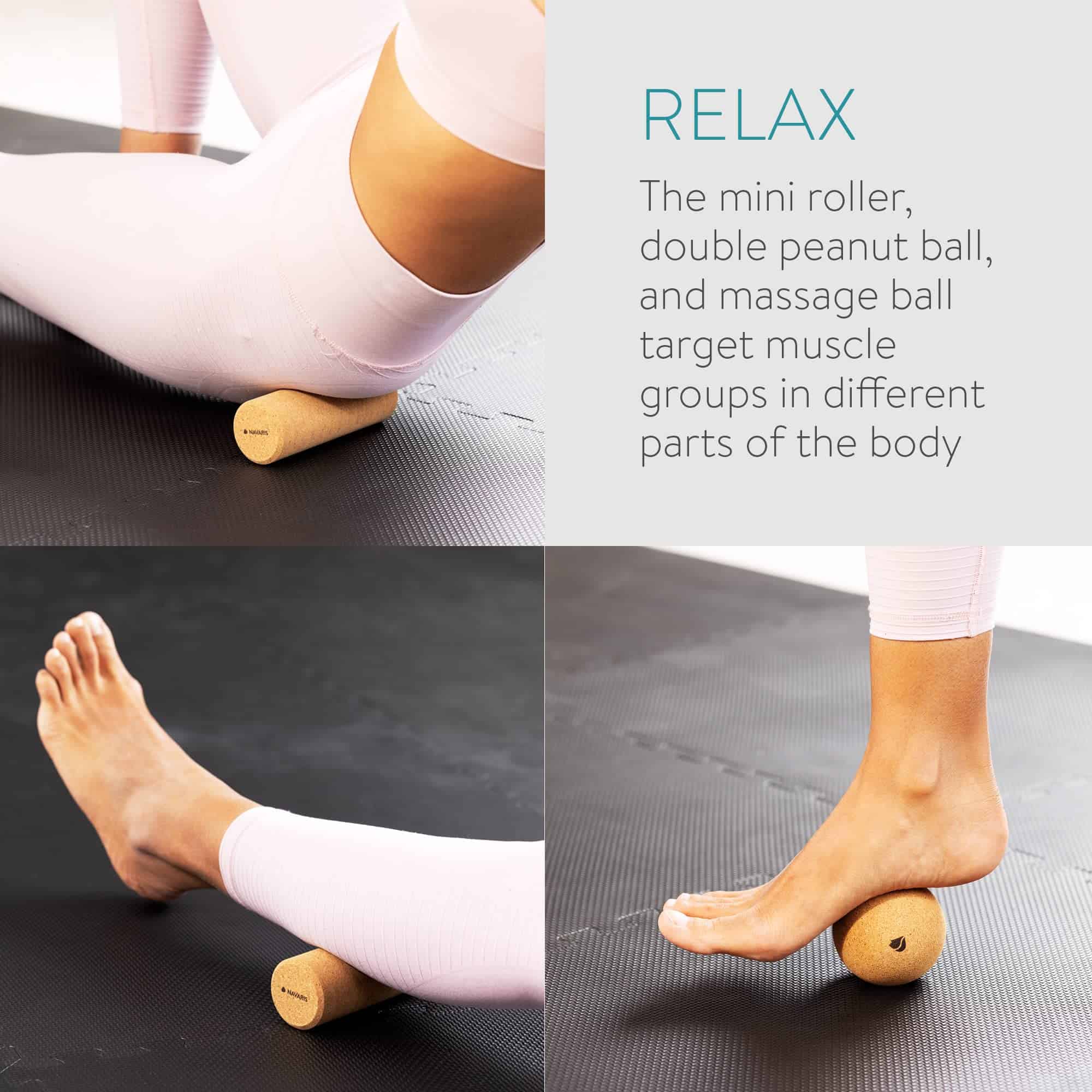 Navaris Juego de Rodillos de Masaje de Corcho (3 Piezas) - - Imagen 3