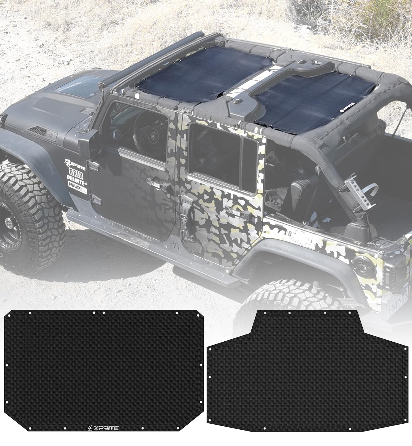 Xprite Sunshade Compatible with Jeep Wrangler JK JKU