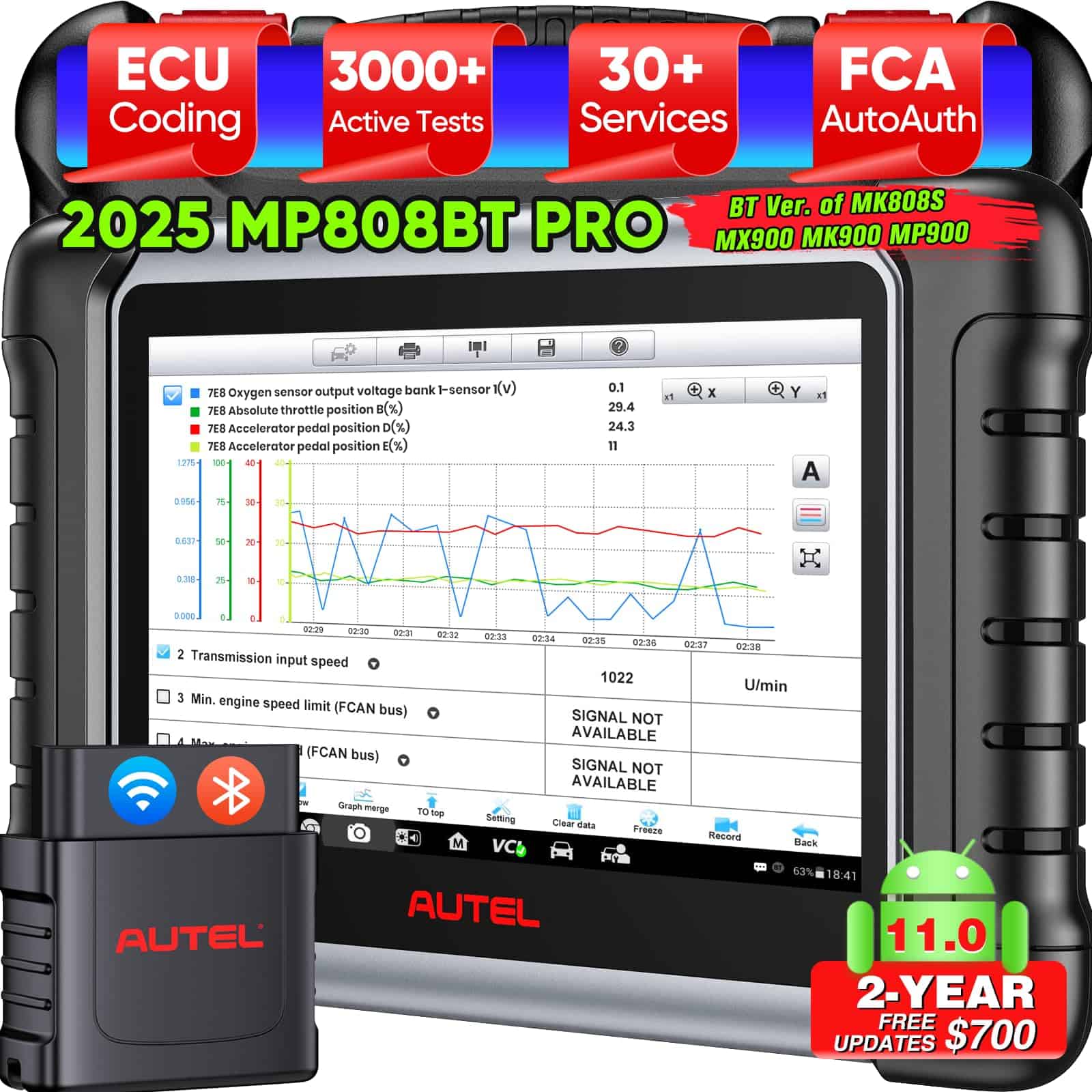 Autel MP808BT PRO Scanner 2025, Actualización de 2 años