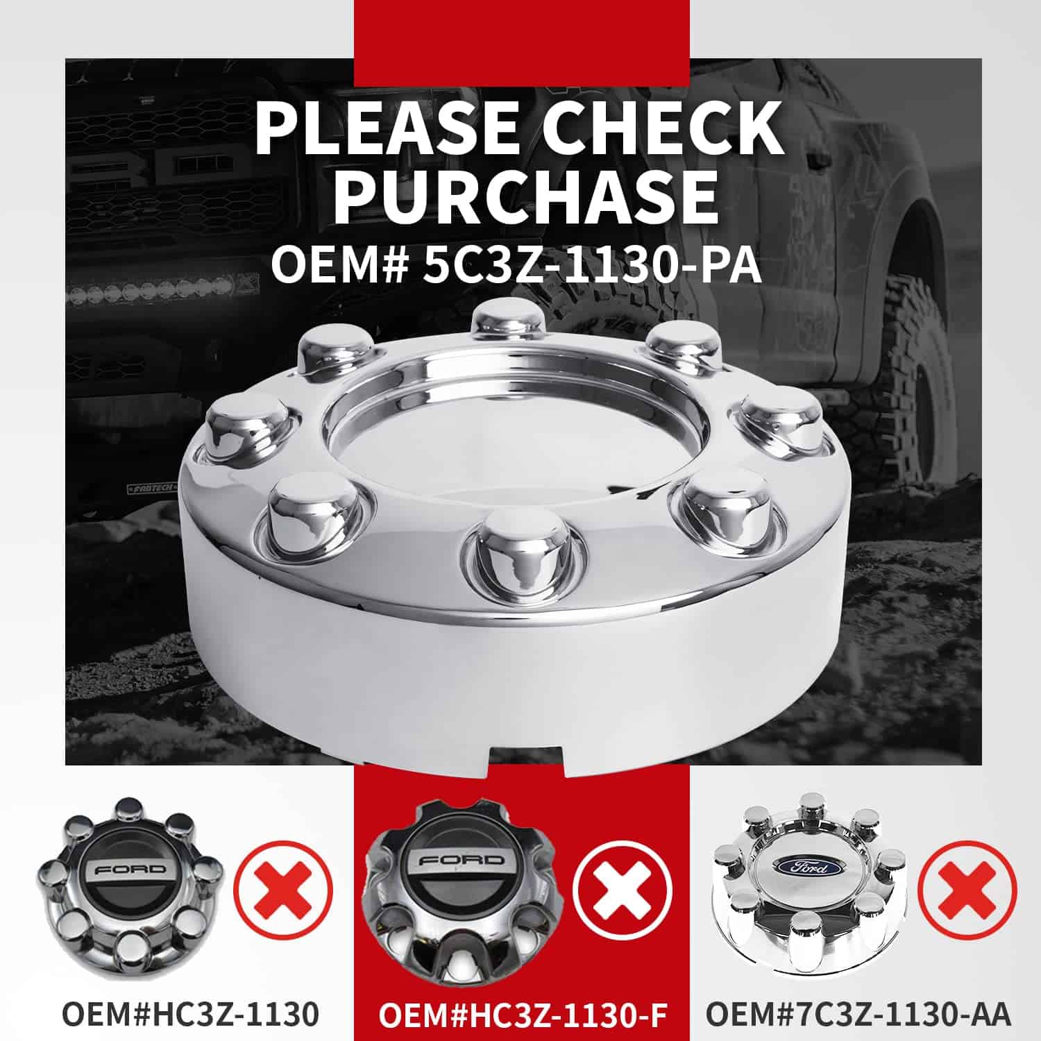 Tapas centrales de rueda KitsPro para Ford F-250 F-350 SRW - Imagen 4