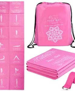 Tapete de Yoga Plegable para Mujeres, Tapete -Rosa