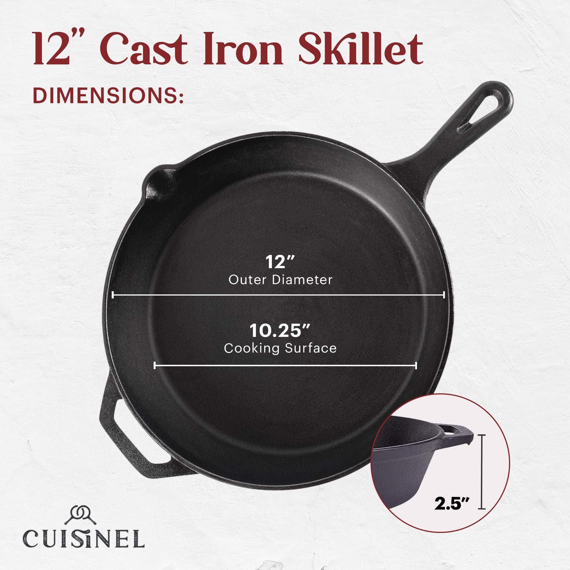 Set de Sartén de Hierro Fundido + Prensa de Parrilla + - Imagen 4