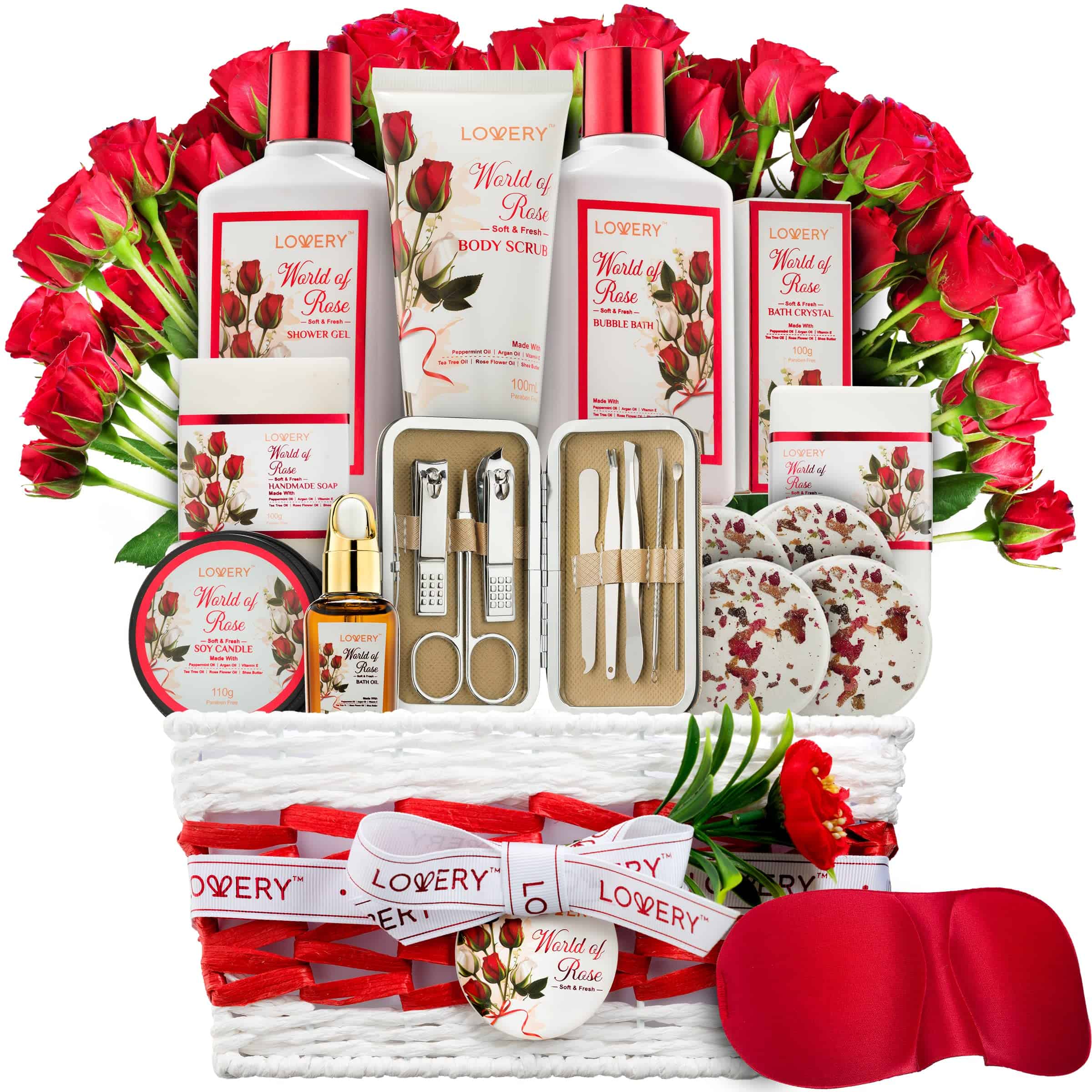 Set de Regalo de Spa para Mujeres, Cesta de Regalo de Rosa