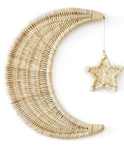 BEBE BASK Decoración de Pared de Luna de Rattan Hecha a