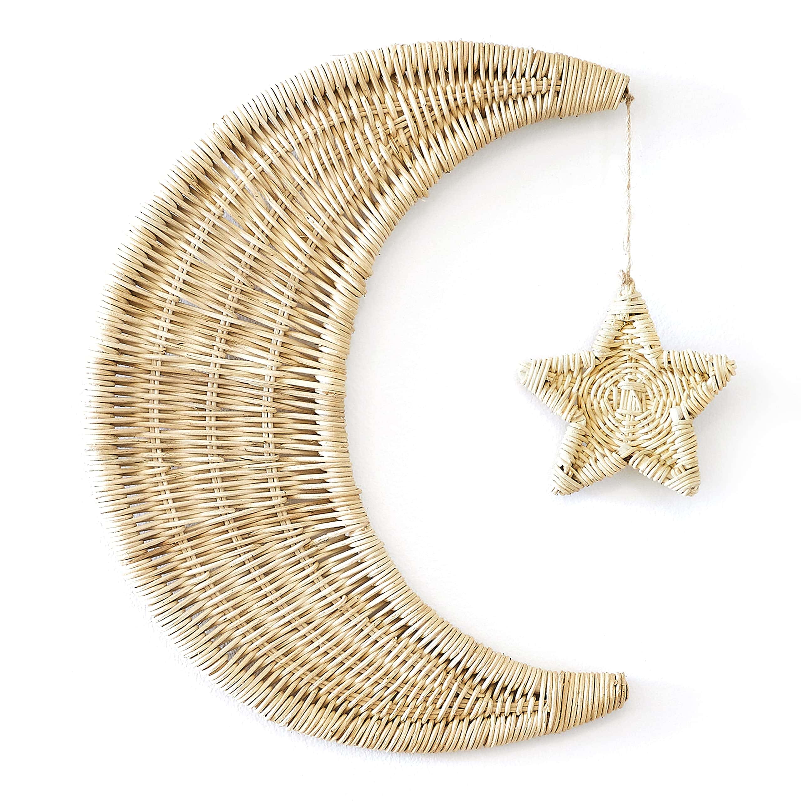 BEBE BASK Decoración de Pared de Luna de Rattan Hecha a