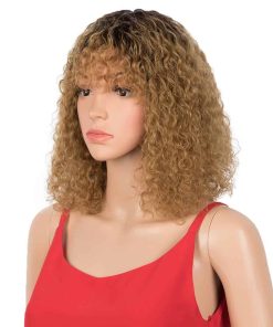 Pelucas rizadas cortas de pelo humano ondulado suelto de 12