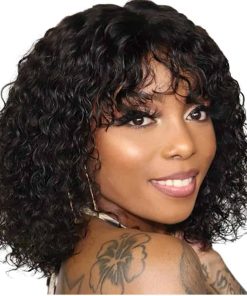 Pelucas rizadas cortas con flequillo de onda suelta de 12