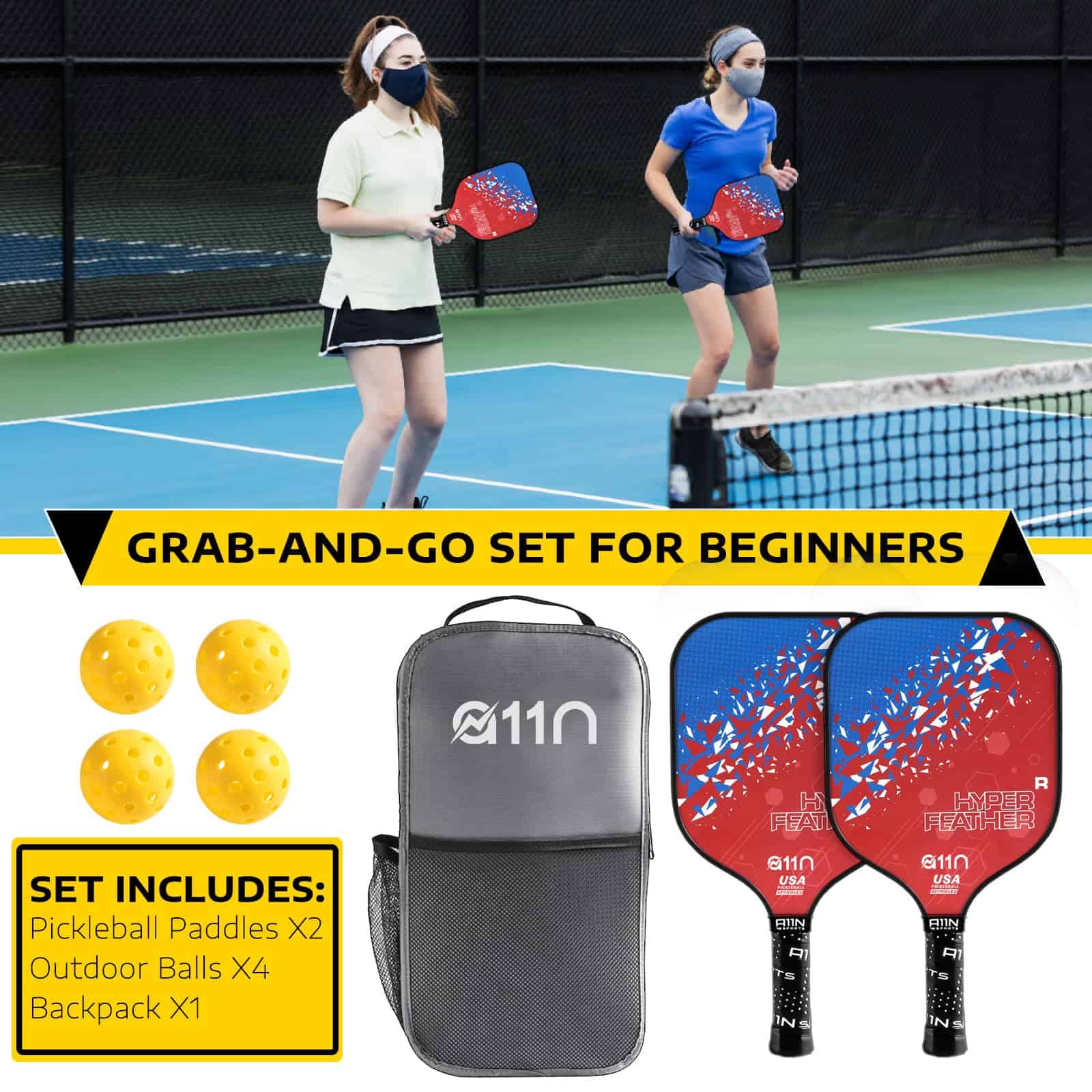 Set de 2 paletas de pickleball A11N -Azul/Rojo - Imagen 3