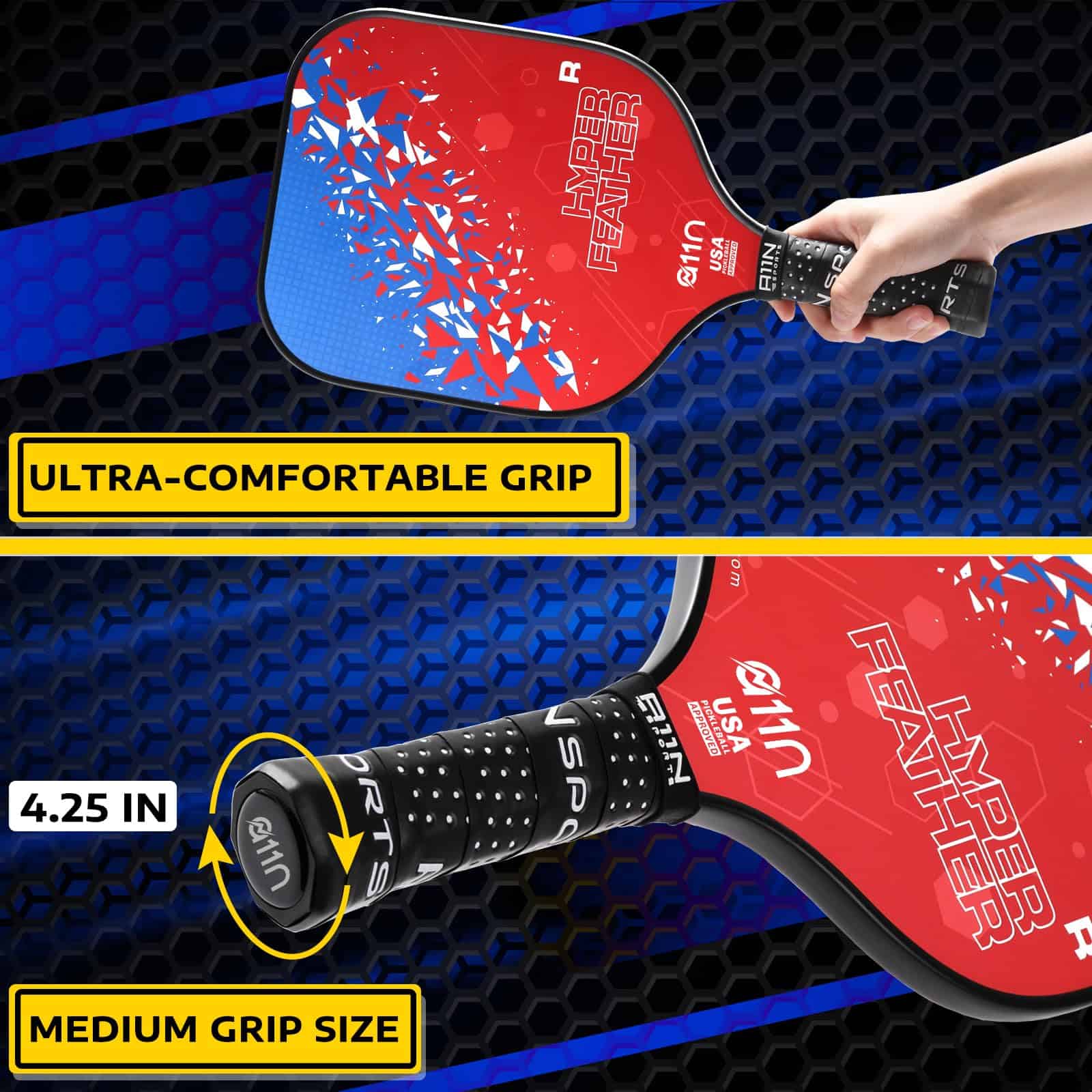 Set de 2 paletas de pickleball A11N -Azul/Rojo - Imagen 8