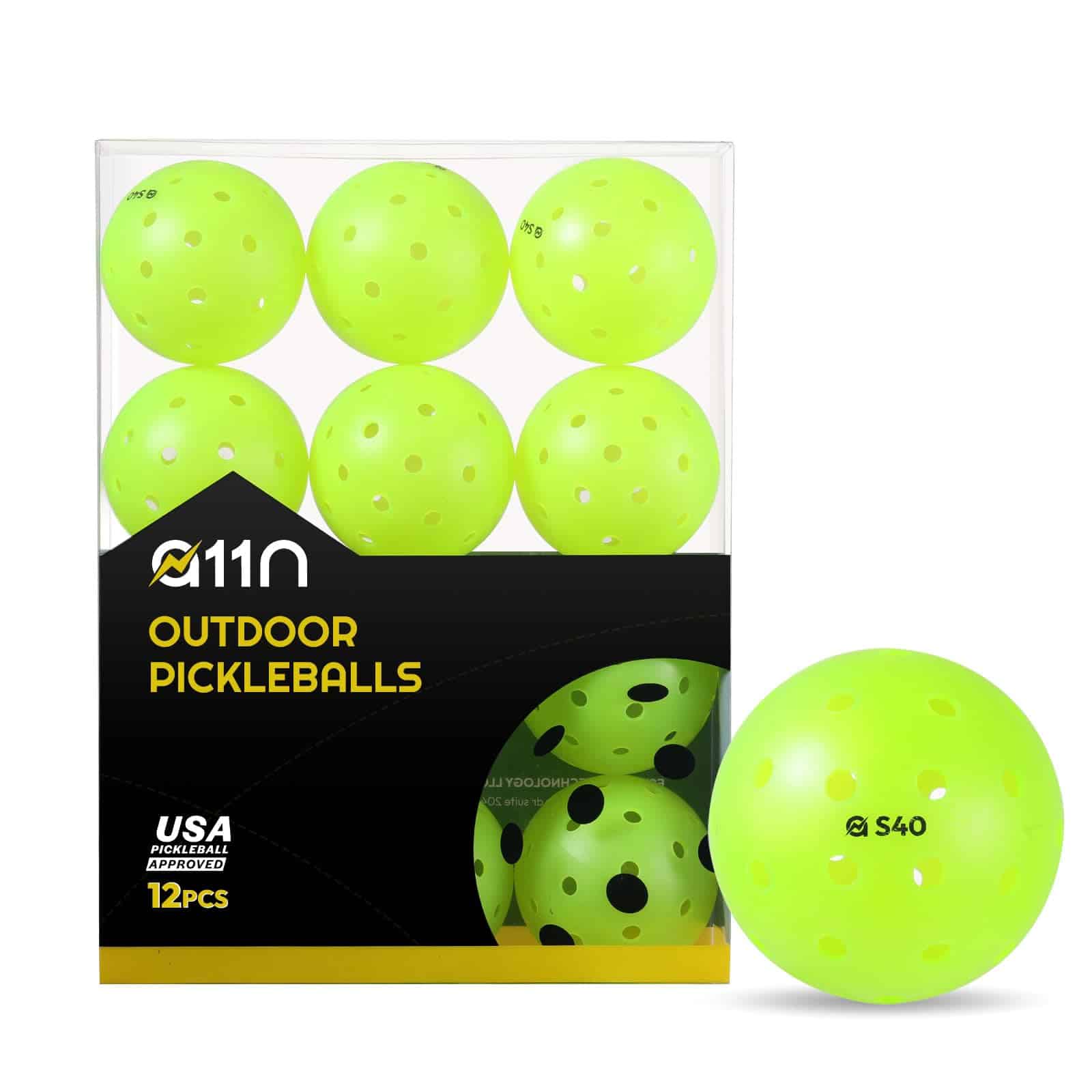 Pelotas de Pickleball A11N S40 para Exteriores -Verde Neón
