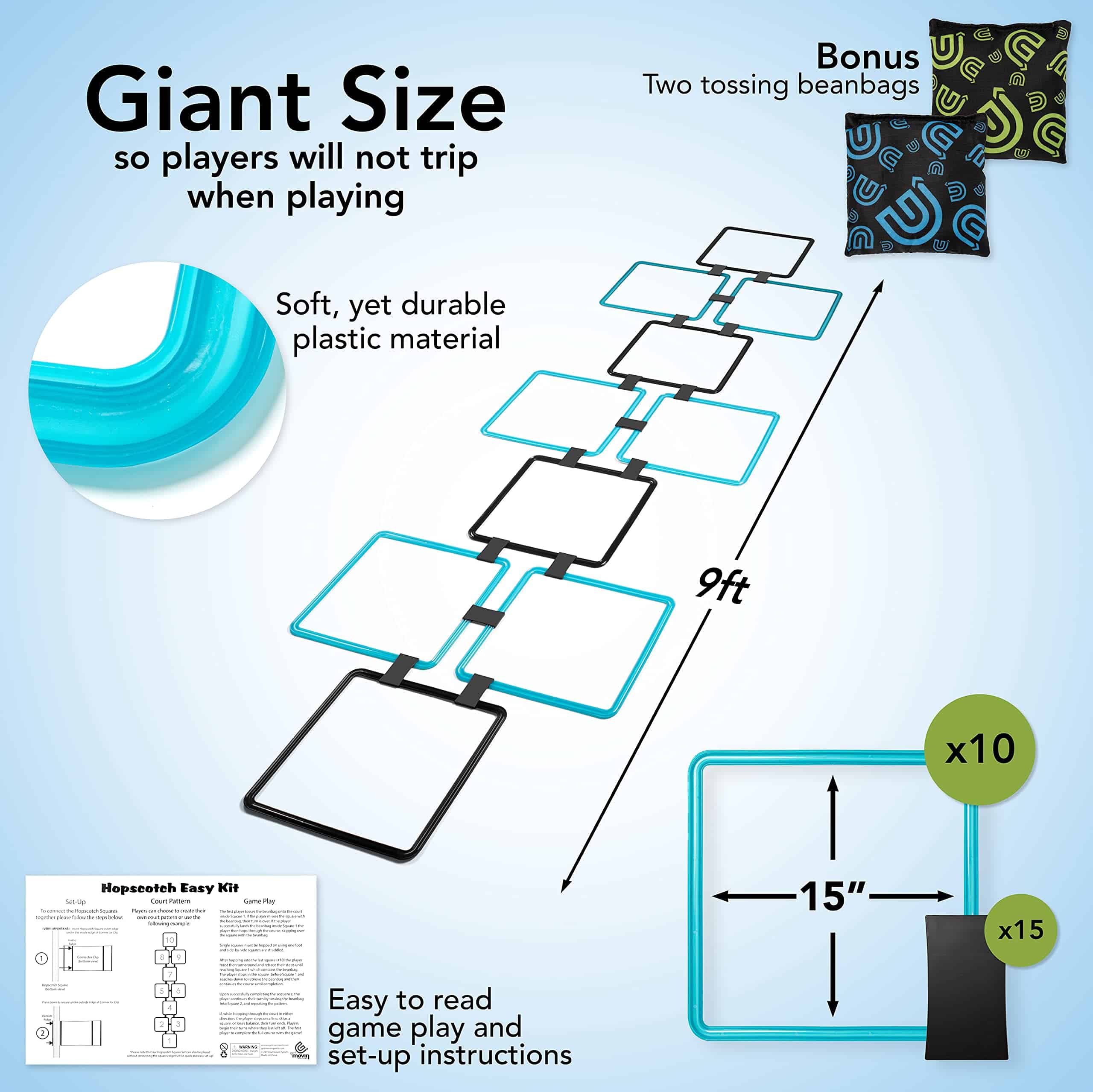 Juego de Cuadros de rayuela GETMOVIN SPORTS con 2 Bolsas de - Imagen 3