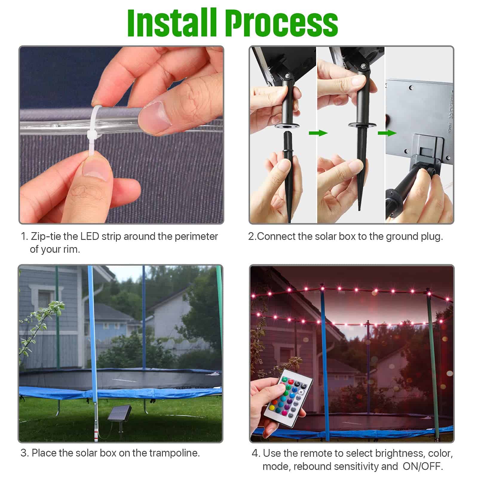 Luces de LED para Cama Elástica con Panel Solar y Control - Imagen 5