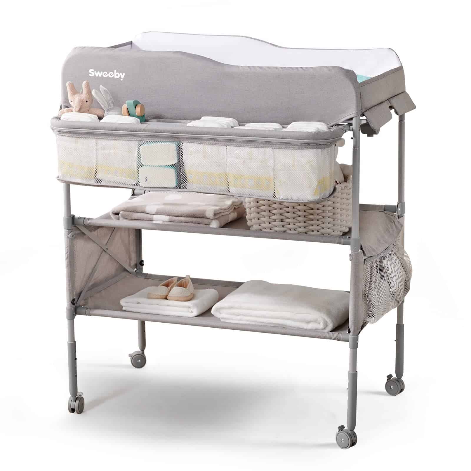 Mesa Cambiadora Portátil para Bebés Sweeby, -Gris
