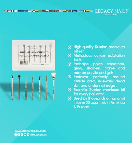 Legacy Nails Professional RUSSIAN MANICURE BITS SET 7 - Imagen 3