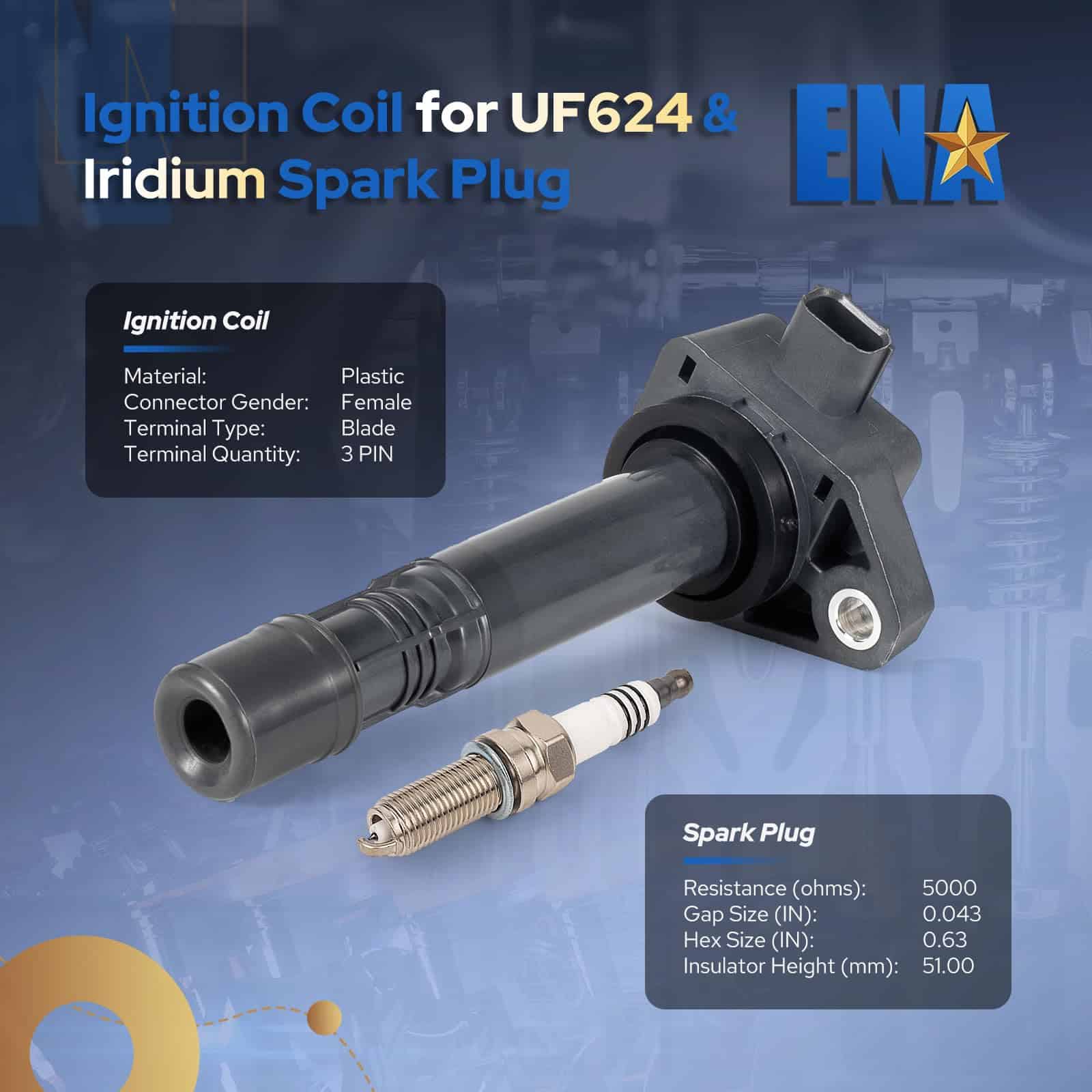 Conjunto de 6 UF624 Bobina de Encendido y 93175 Bujía de - Imagen 3