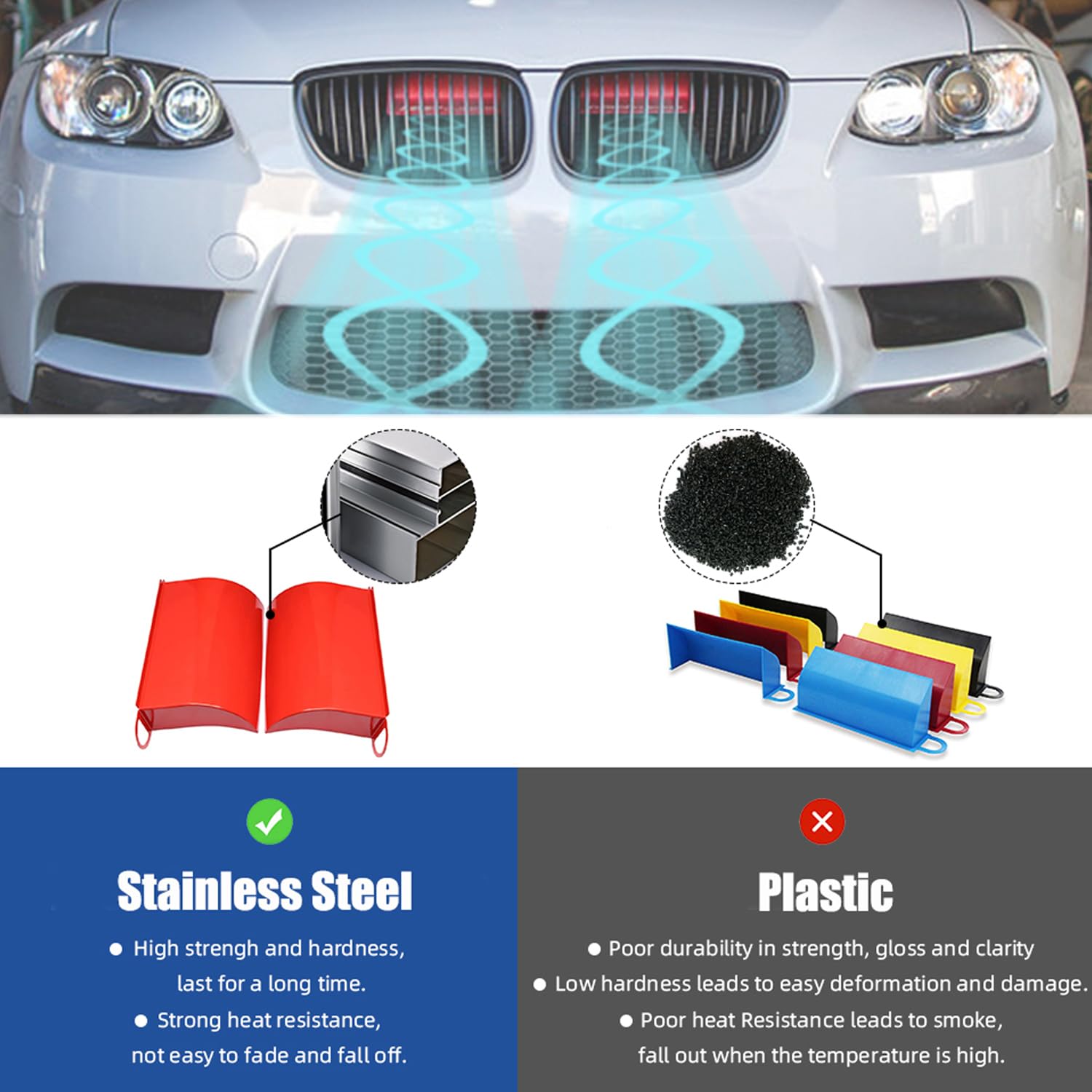 BILLFARO 2Pcs Red Dynamic Cold Air Intake Scoop, Kit de - Imagen 6