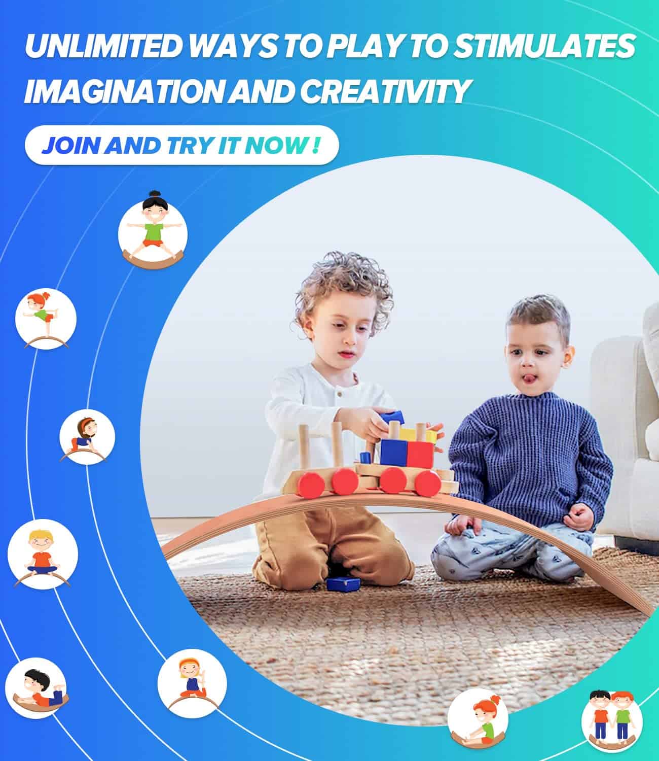 Tablero de Equilibrio para Niños, Tablero de Nogal para - Imagen 7
