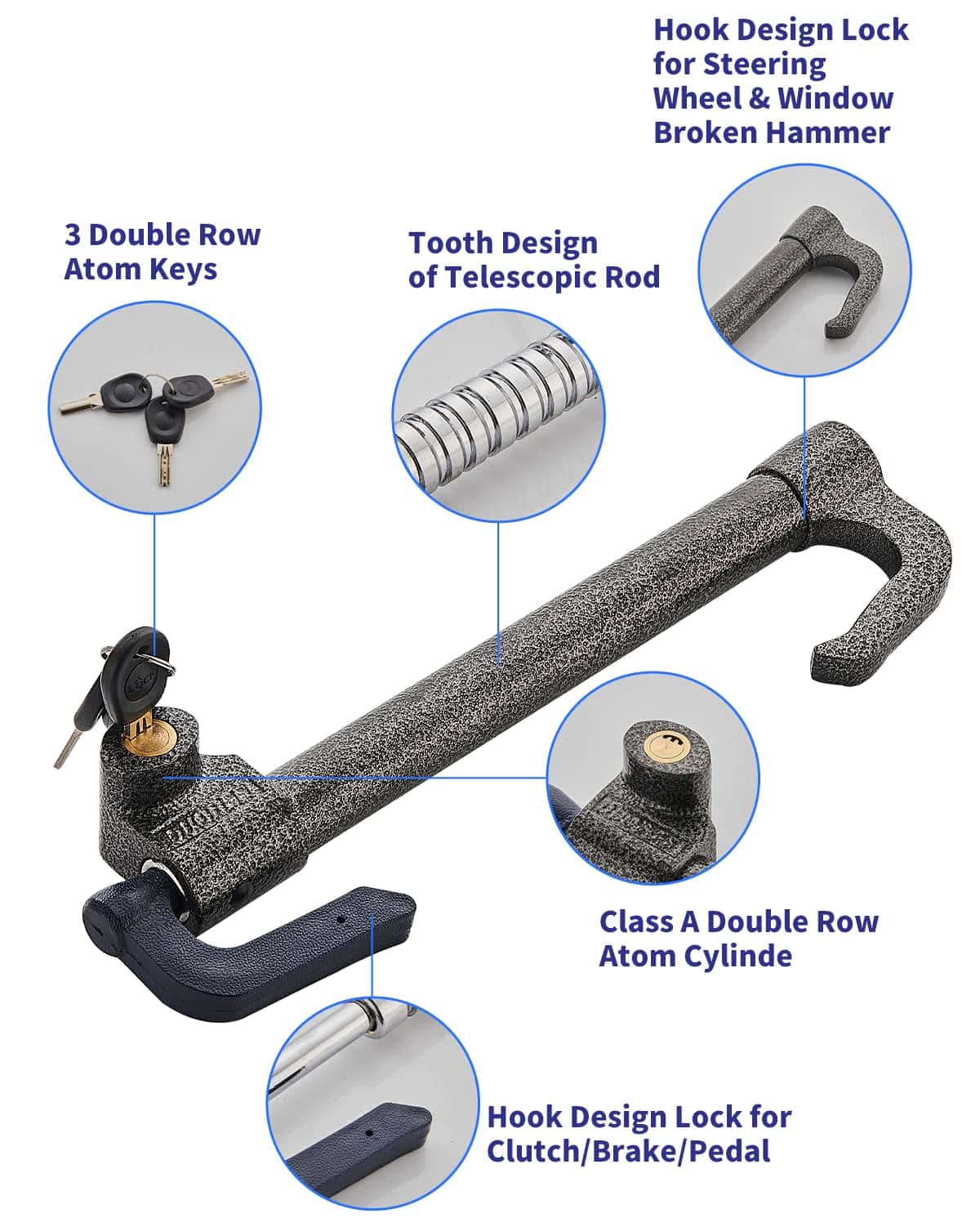 Bloqueo de Volante Dispositivo Antirrobo para Auto, Bloqueo - Imagen 6