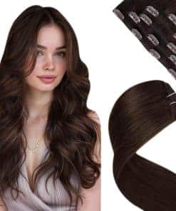 Extensiones de cabello humano en clip LaaVoo Marrón más