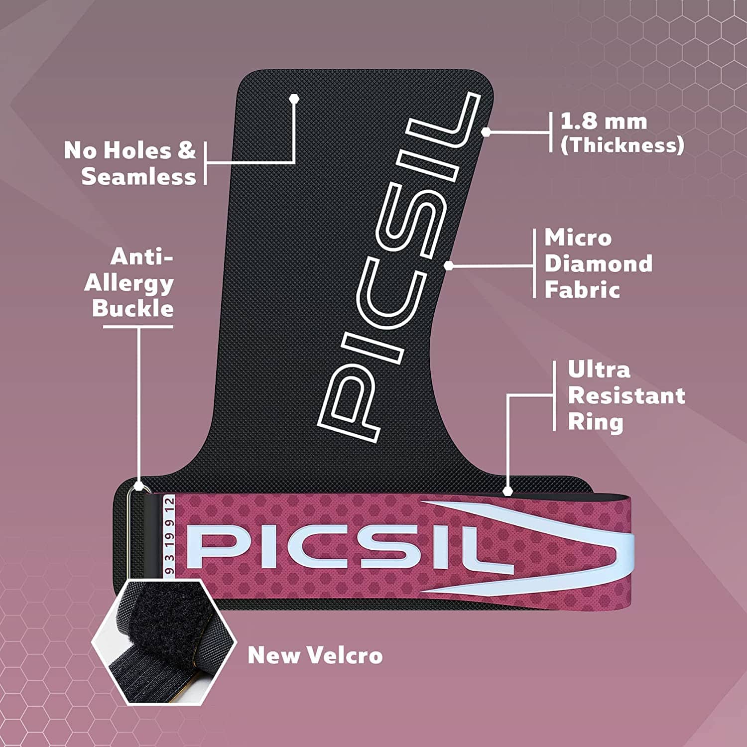 PICSIL Golden Eagle Hand Grips, Guantes de -Púrpura - Imagen 4