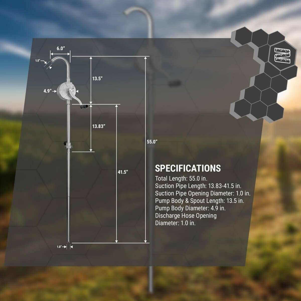 Bomba de Tambor de Acción Rotativa Manual - Acero - Imagen 8