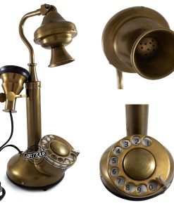 Vintage Western Telephone Brass Candlestick Corded Rotary