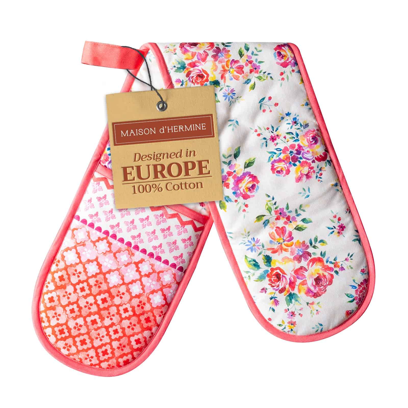 Manopla Doble de Horno Maison d Hermine Rose Garden 100%