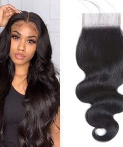 Cierre de Encaje Onda del Cuerpo Pelo Humano Brasileño Onda