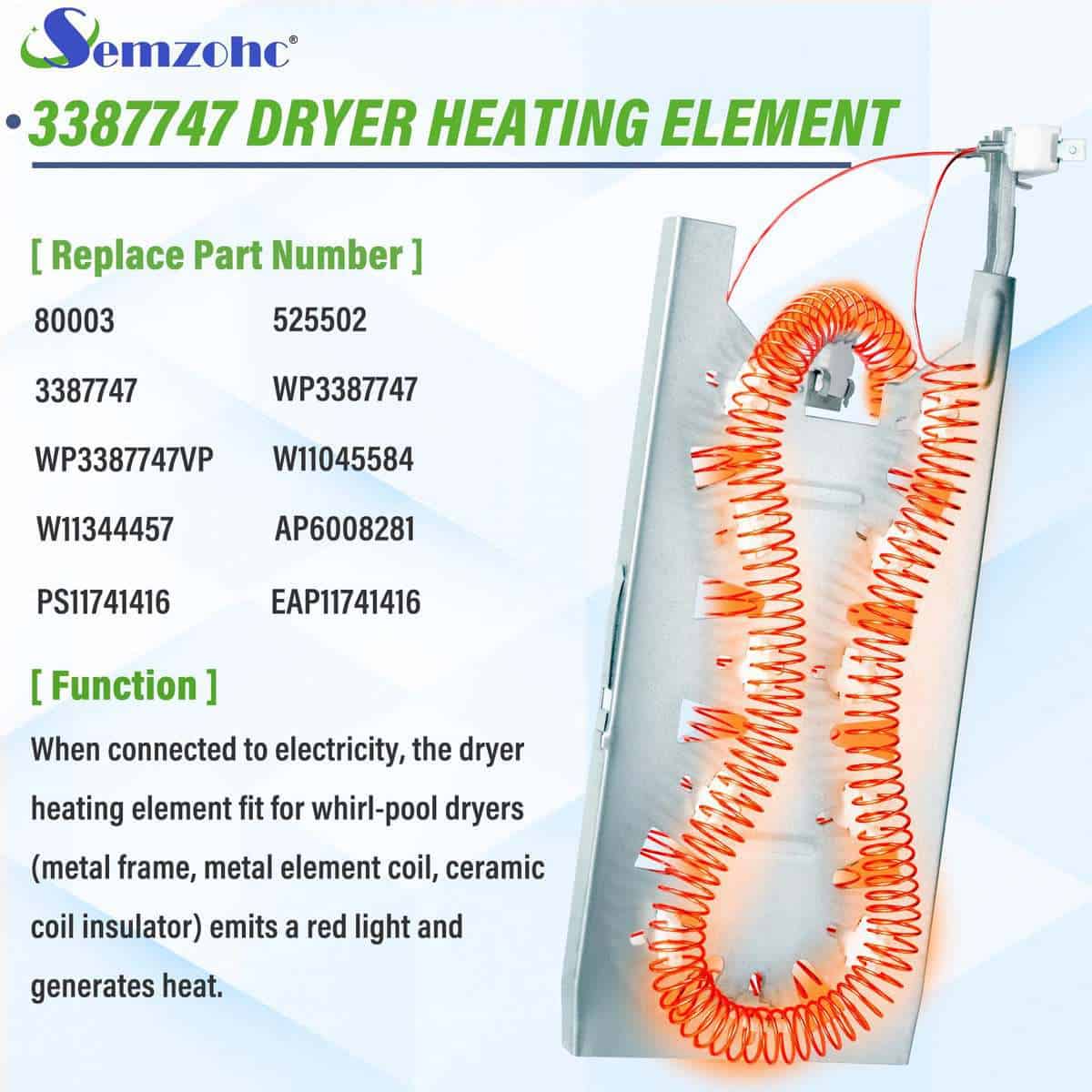 Kit de Elemento Calefactor 3387747 W11344457 para Secadoras - Imagen 5