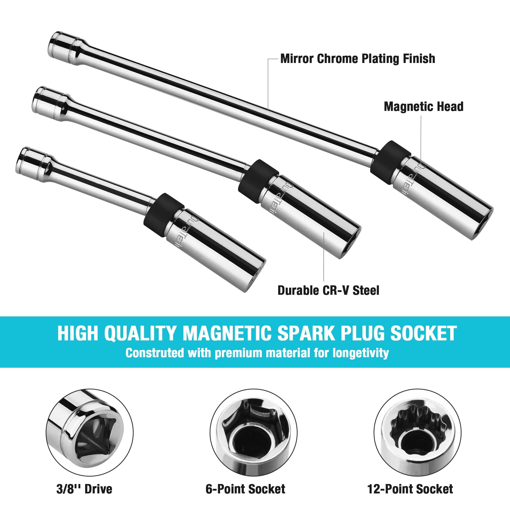 Juego de 5 llaves de vaso magnéticas giratorias DURATECH, - Imagen 3