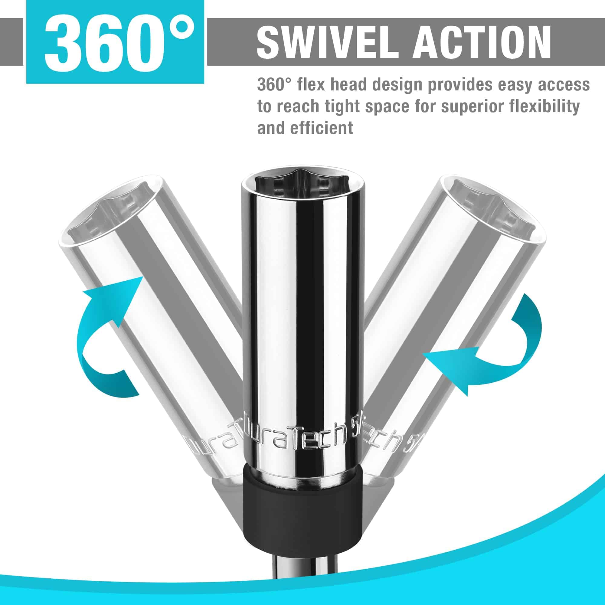 Juego de 5 llaves de vaso magnéticas giratorias DURATECH, - Imagen 5