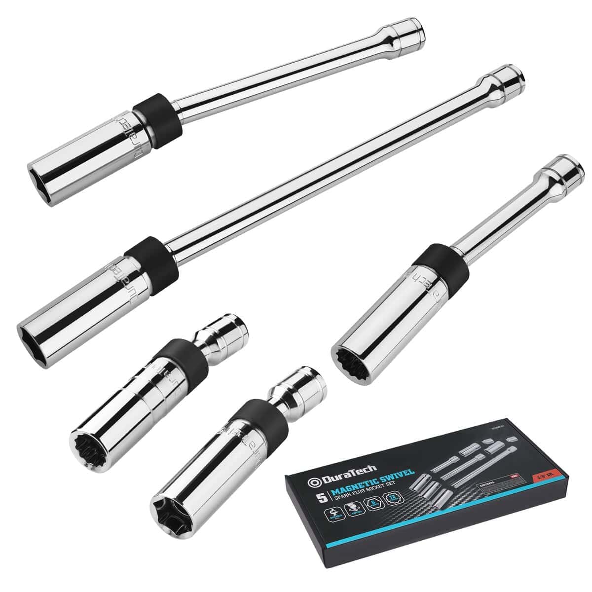 Juego de 5 llaves de vaso magnéticas giratorias DURATECH,