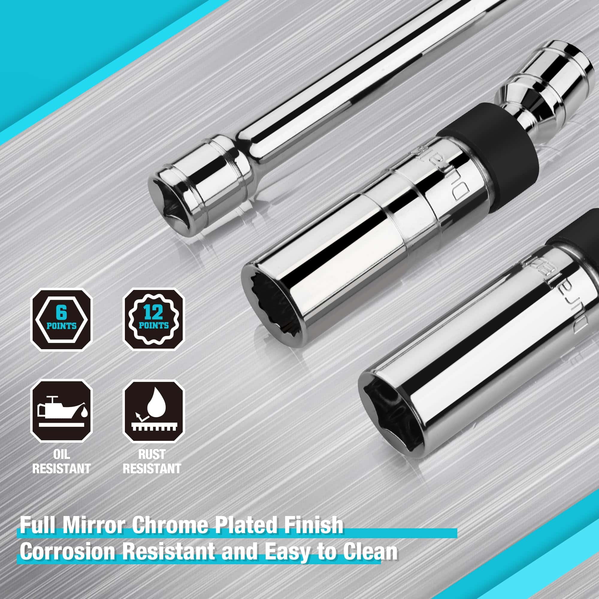 Juego de 5 llaves de vaso magnéticas giratorias DURATECH, - Imagen 8