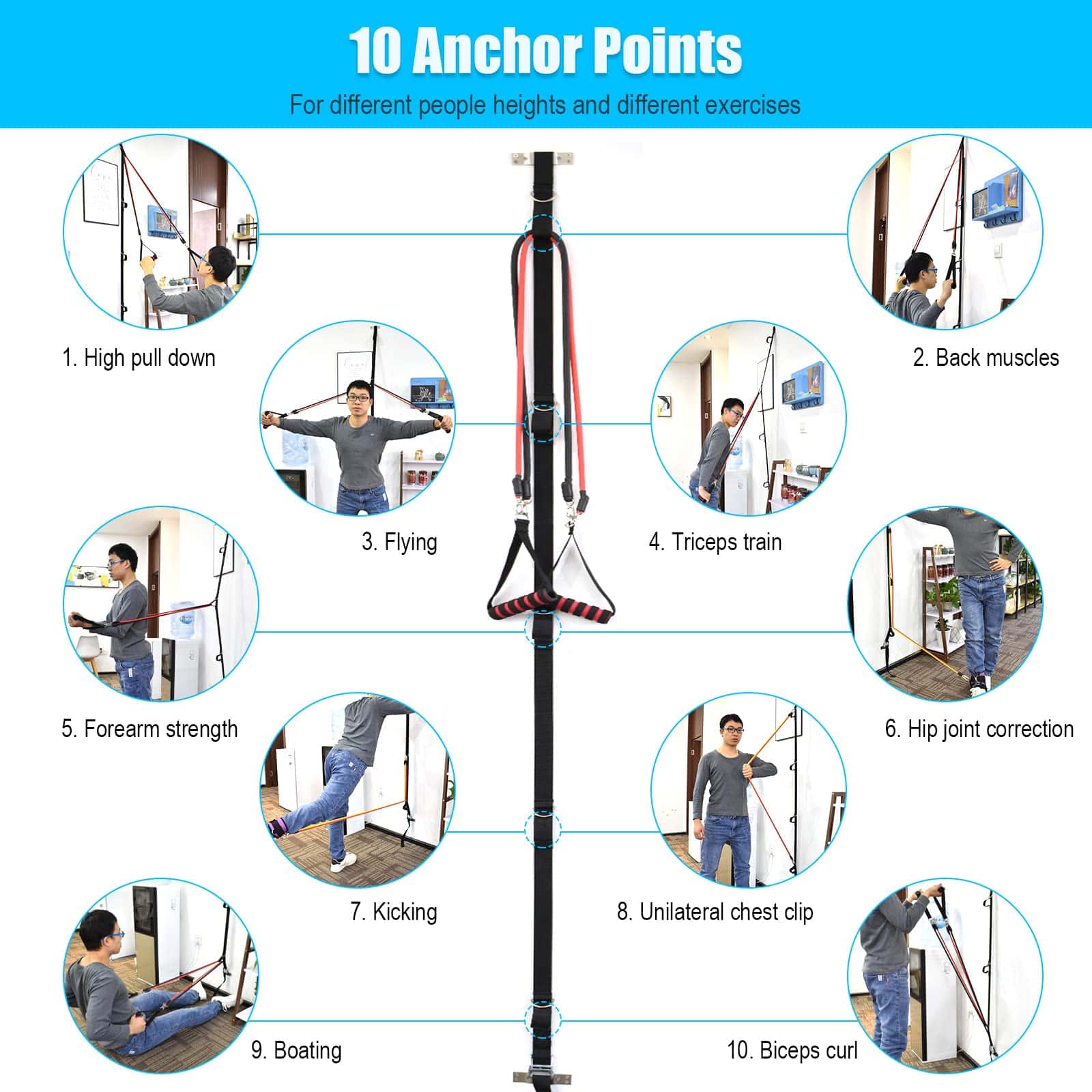 Brebebe Correa de Anclaje Multi Punto para Bandas de - Imagen 3