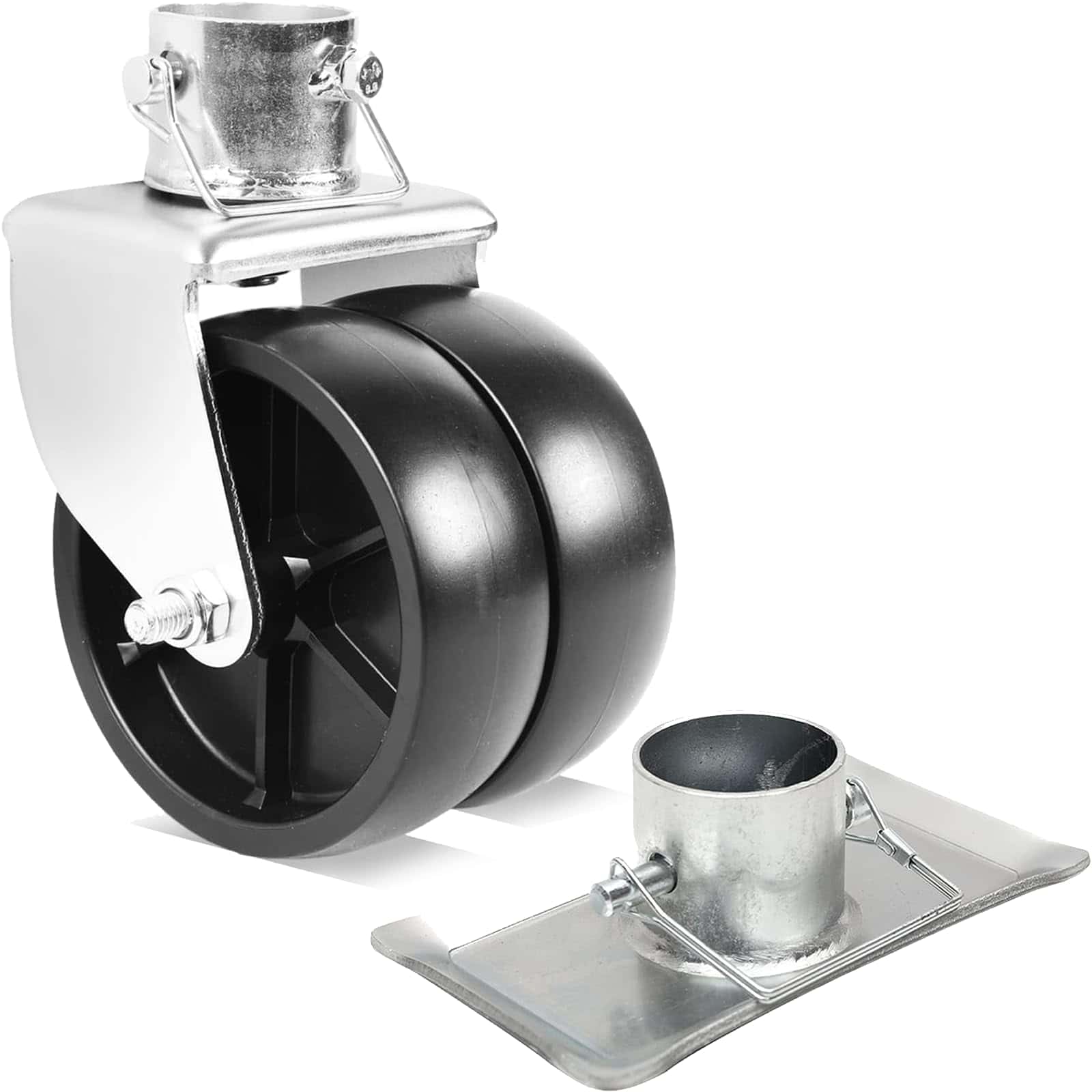 Rueda giratoria doble del gato del remolque AR-PRO + placa