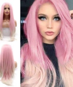 Pelucas de Encaje Frontal Rosa Rubia para Mujeres Largas