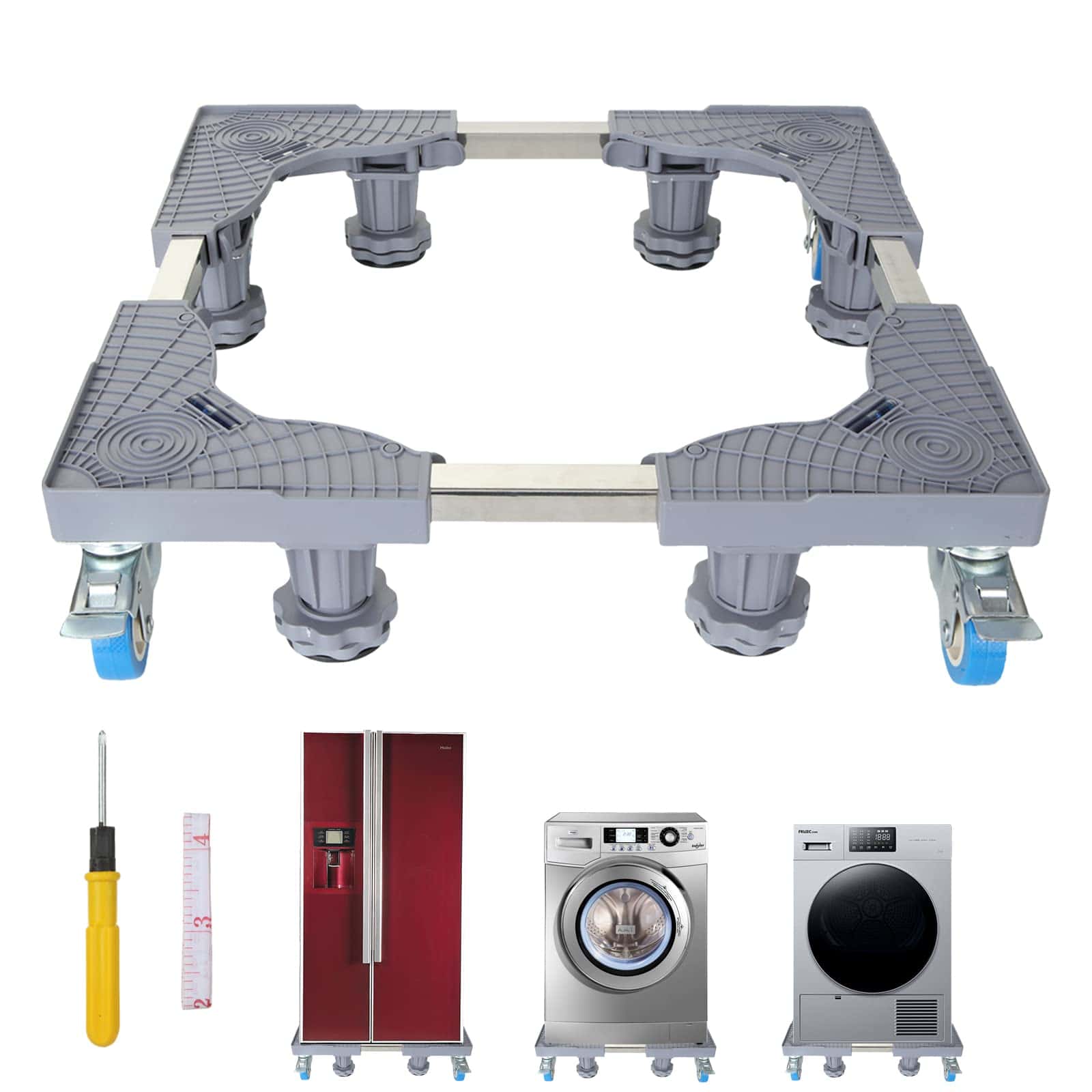 Base Ajustable para Lavadora con 4 Ruedas de Goma
