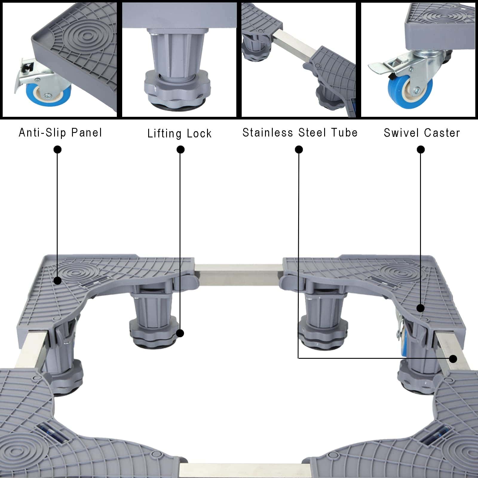 Base Ajustable para Lavadora con 4 Ruedas de Goma - Imagen 4