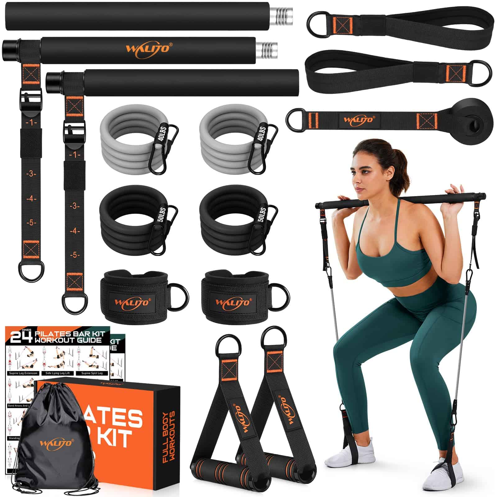 Kit de Barra de Pilates con Bandas de -Black